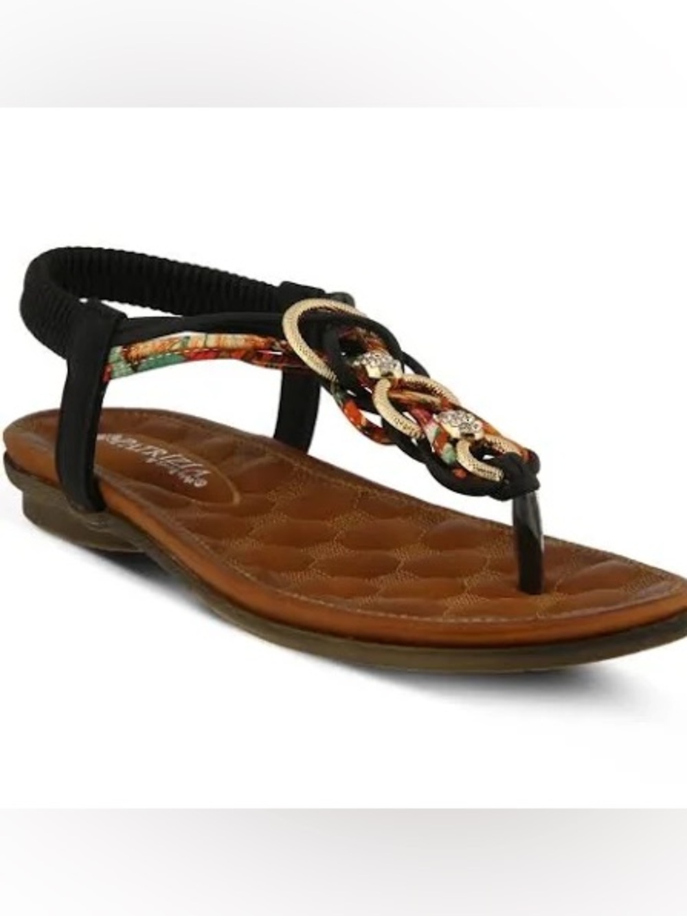 Patrizia Gadelina Embellished T Strap Sandals EU 38 Boho Rhinestone Comfort